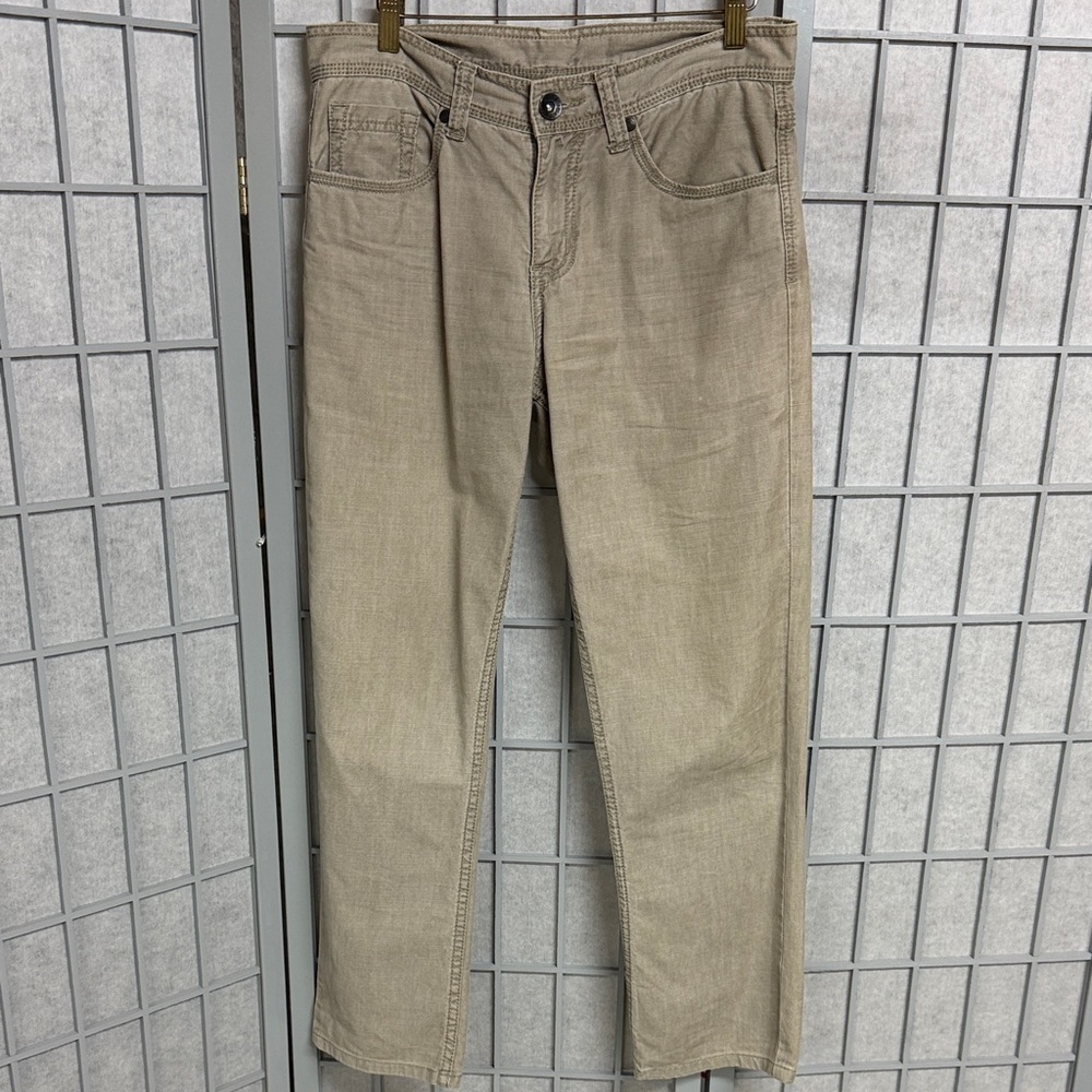 Tristan Men's Casual Beige/Tan Pants - Classic Straight Fit, Size 30